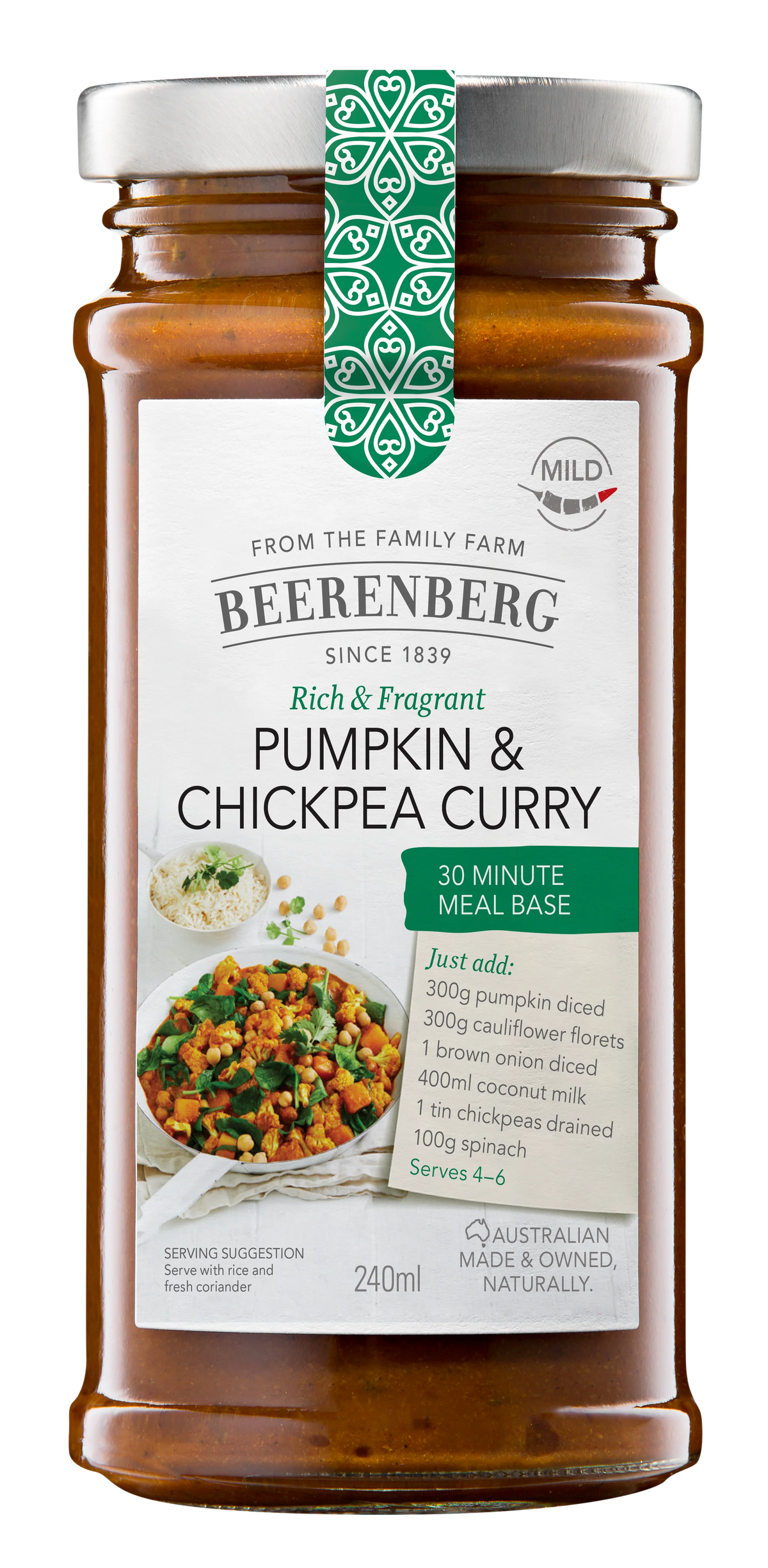 BEERENBERG PUMPKIN CHICKPEA CURRY SAUCE 240ML