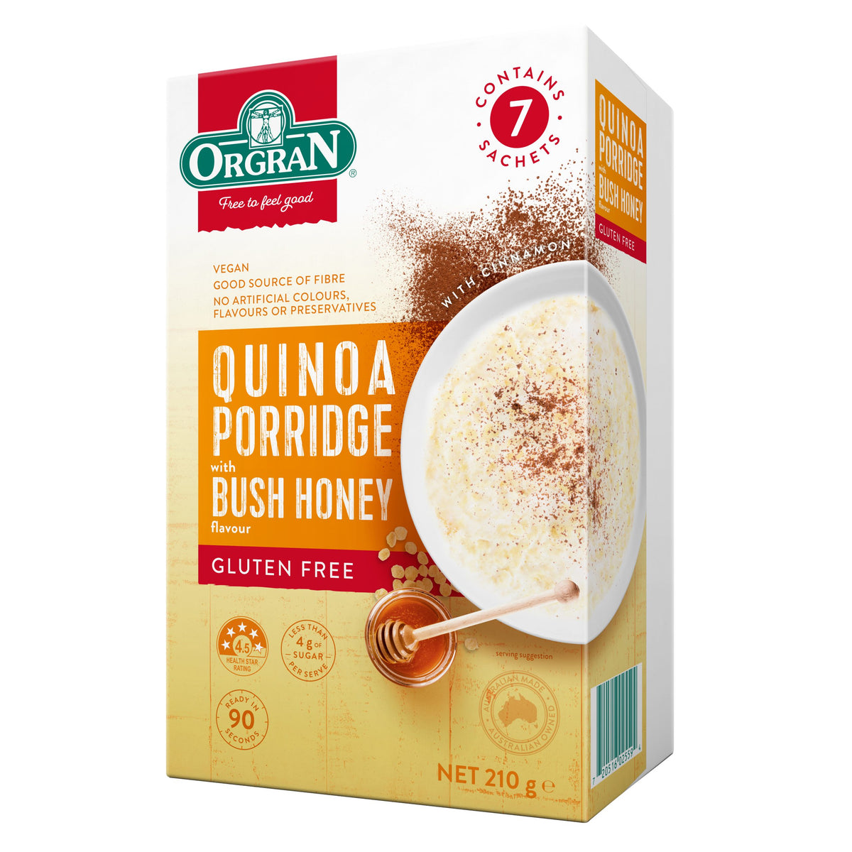 ORGRAN QUINOA PORRIDGE BUSH HONEY 210G
