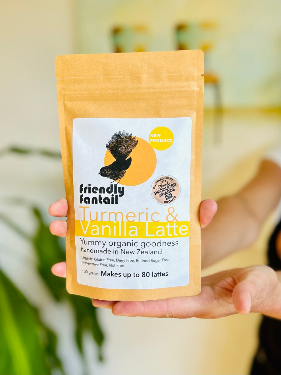 FRIENDLY FANTAIL TURMERIC & VANILLA LATTE MIX 100G Simply Organic NZ