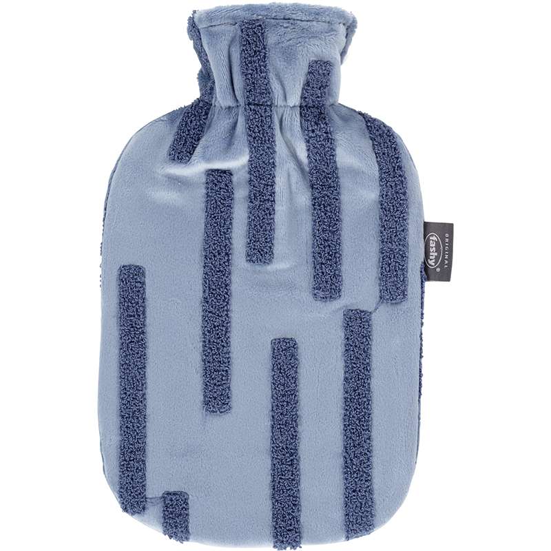 FASHY 3D EMBROIDERY BLUE HOT WATER BOTTLE WITH COVER
