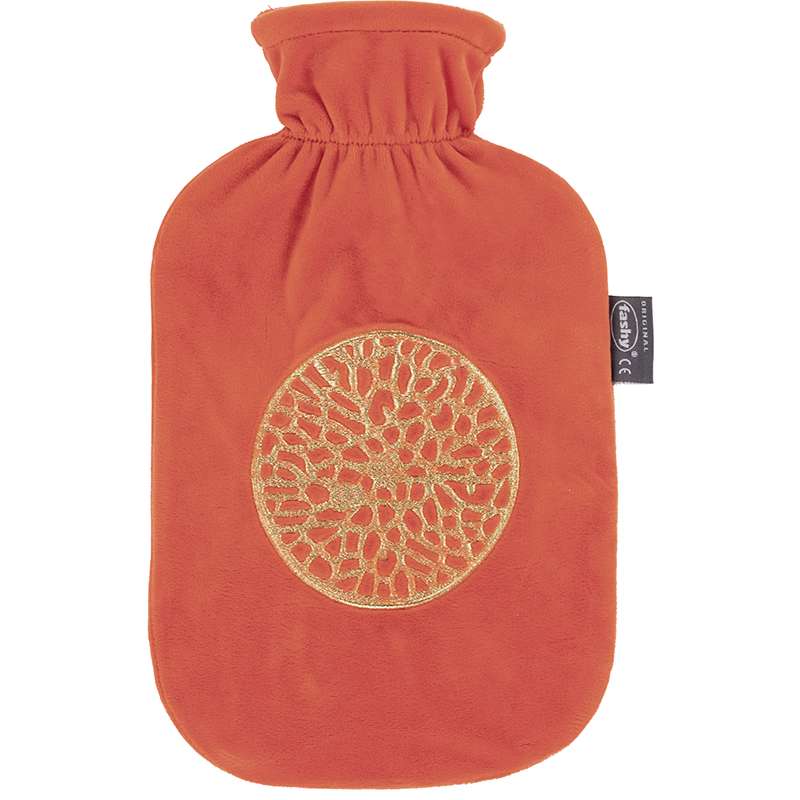 FASHY EMBROIDERY RED HOT WATER BOTTLE WITH COVER