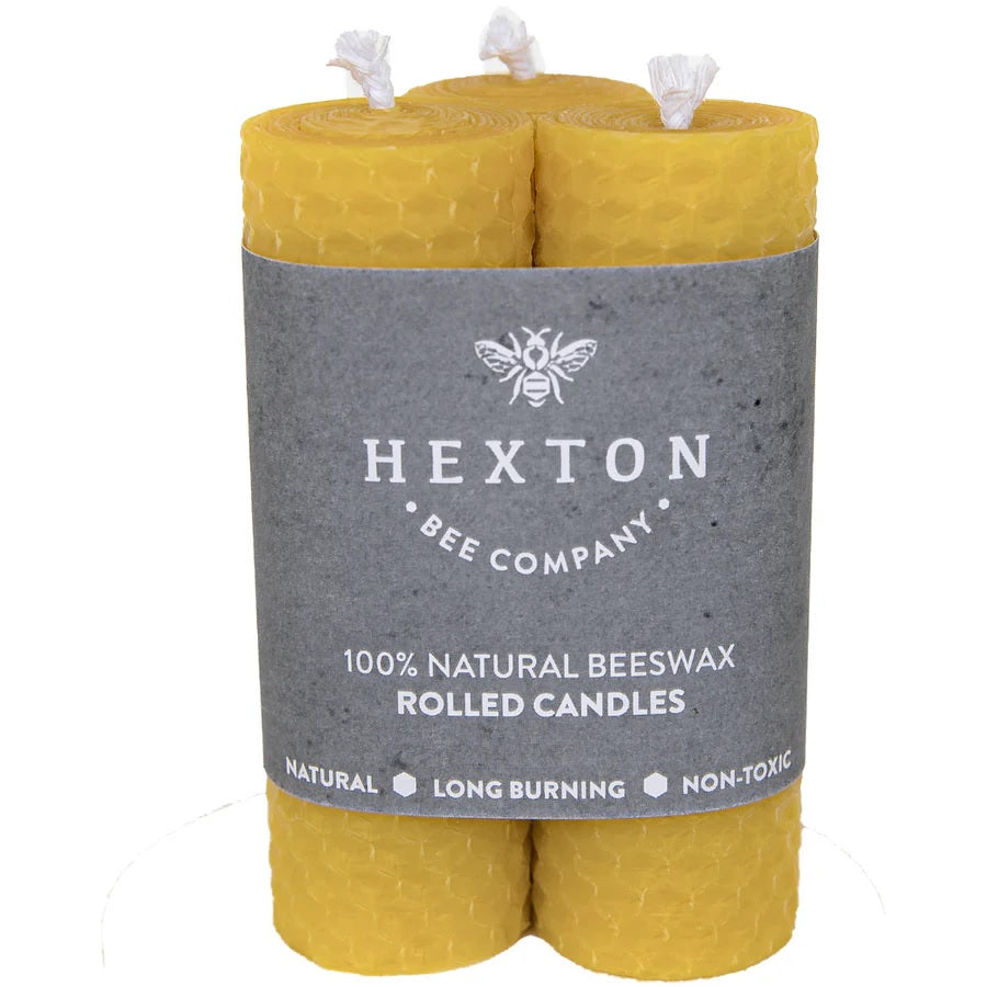 HEXTON BEES ROLLED BEEWAX CANDLE 3 PACK 35X105MM