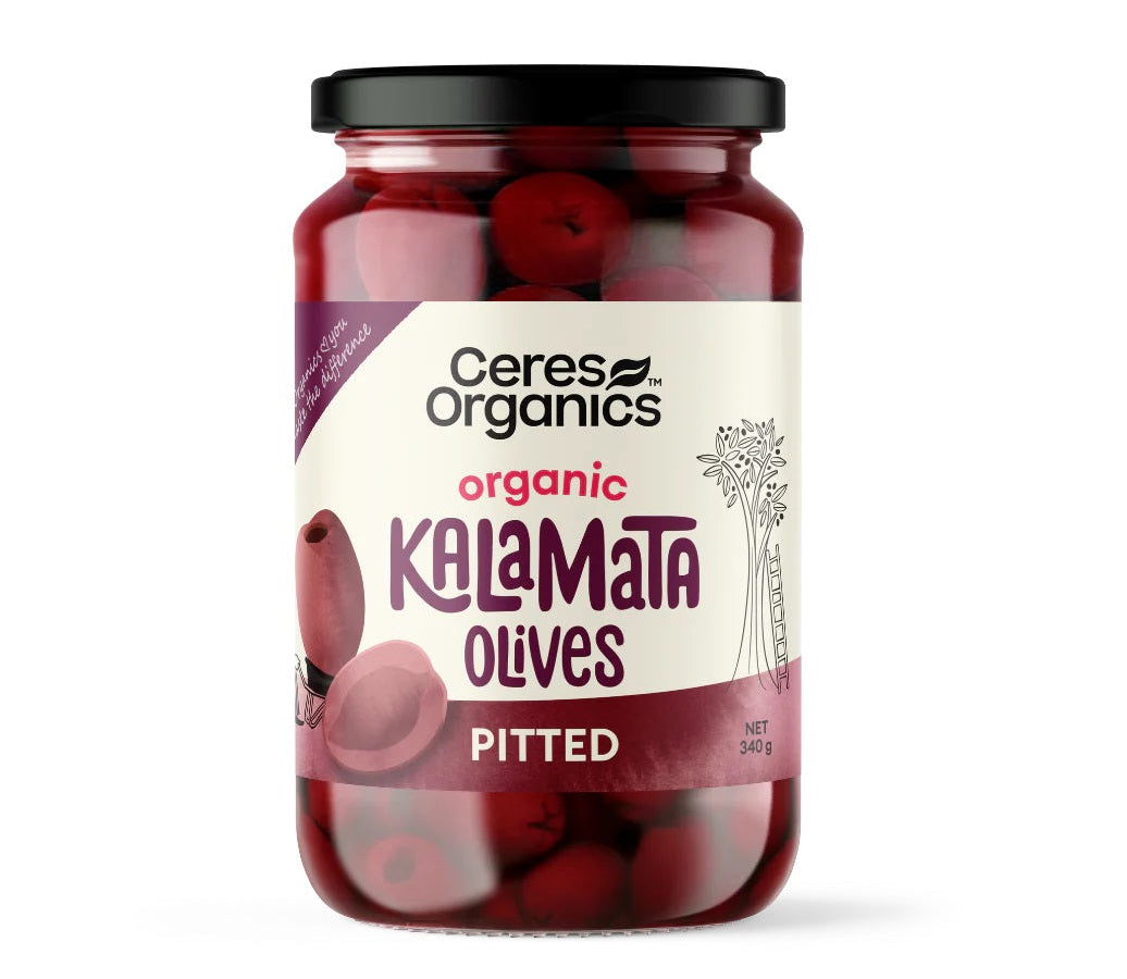 CERES BIO PITTED KALAMATA OLIVES 340G