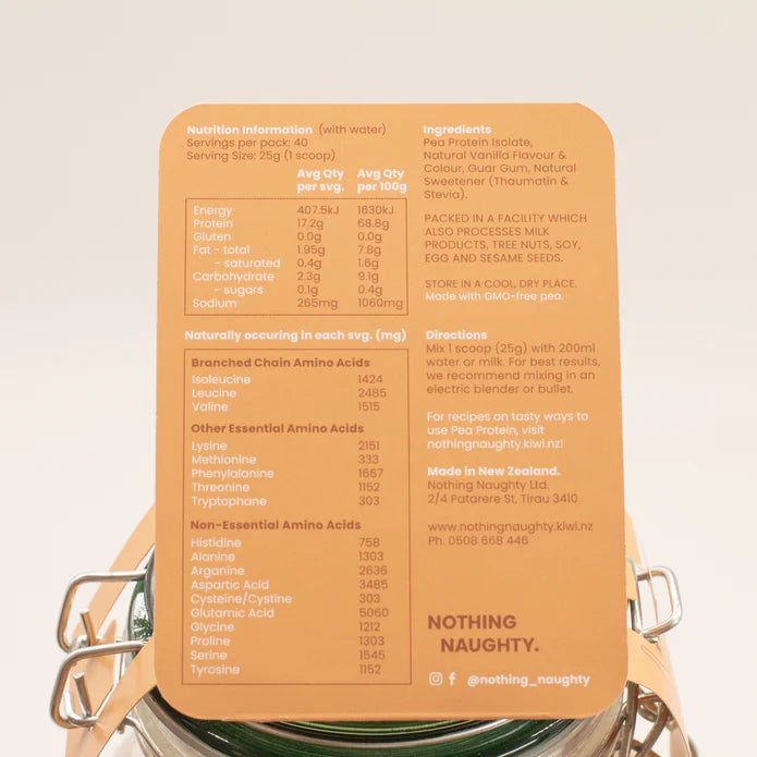 NOTHING NAUGHTY PEA PROTEIN POWDER VANILLA 1KG