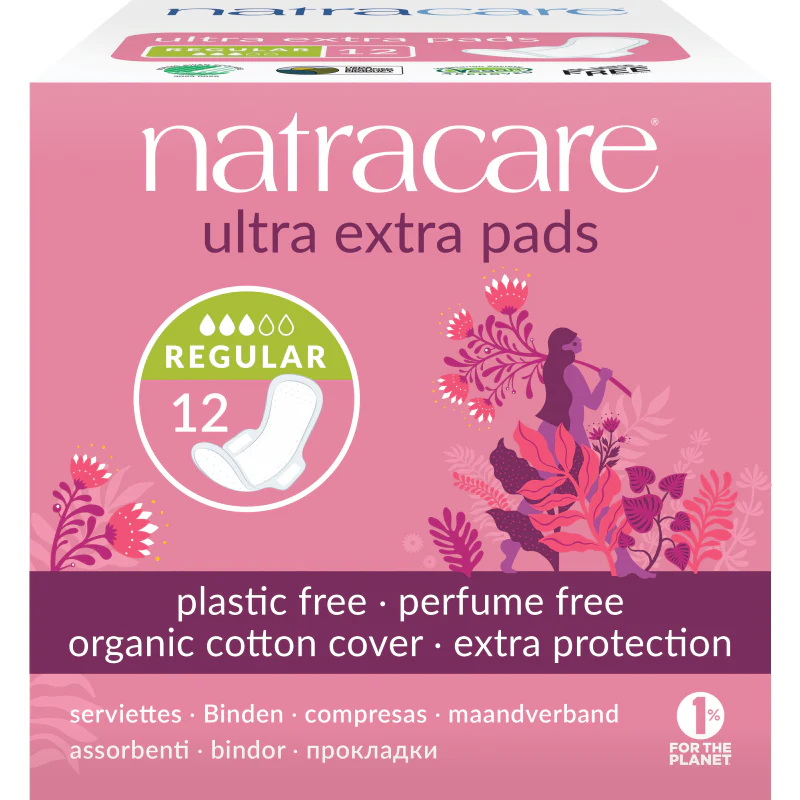 NATRACARE PADS ULTRA EXTRA WITH WINGS NORMAL 12 PACK
