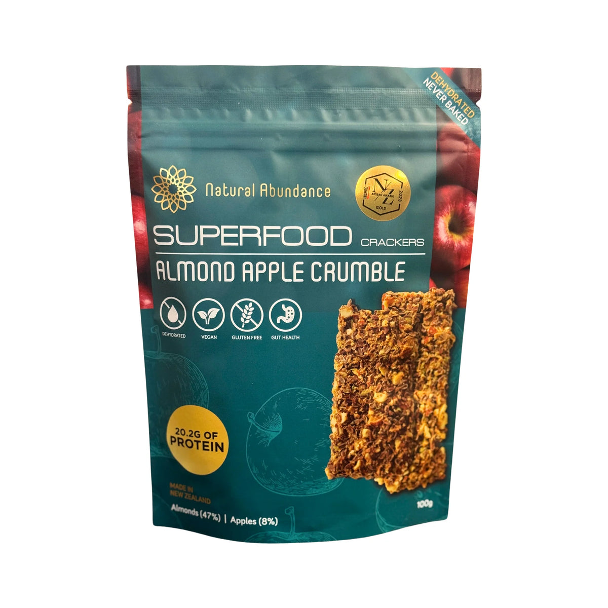 NATURAL ABUNDANCE CRACKERS ALMOND APPLE CRUMBLE 100G