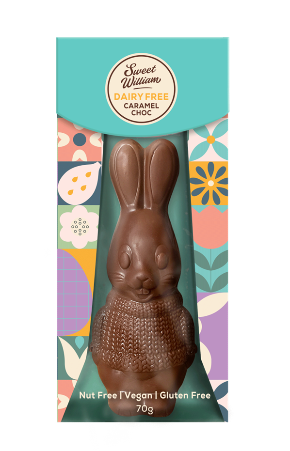 SWEET WILLIAM CARAMEL CHOCOLATE EASTER BUNNY 70G