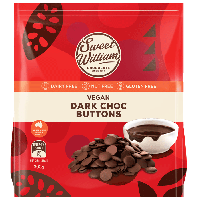 SWEET WILLIAM DARK CHOCOLATE BAKING BUTTONS 300G