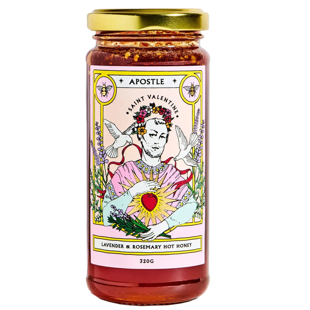 APOSTLE HOT SAUCE ST VALENTINE LAVENDER & ROSEMARY HOT HONEY 220G