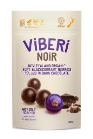 VIBERI NOIR DARK CHOCOLATE COVERED SOFT BLACKCURRANTS 90G