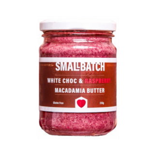 SMALL BATCH WHITE CHOCOLATE RASPBERRY MACADAMIA BUTTER 235G