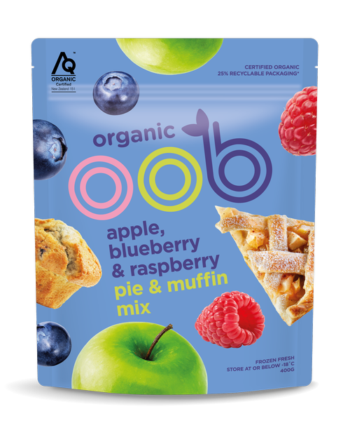 OOB ORGANIC APPLE BLUEBERRY & RASPBERRY PIE MIX 400G