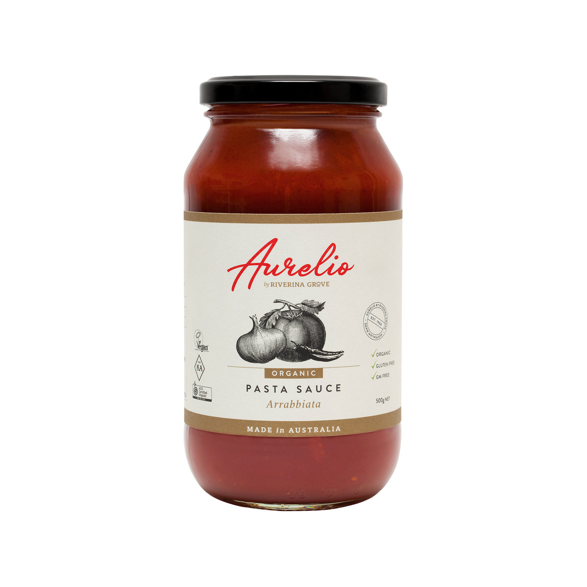 AURELIO ORGANIC ARRABBIATA SAUCE 500G