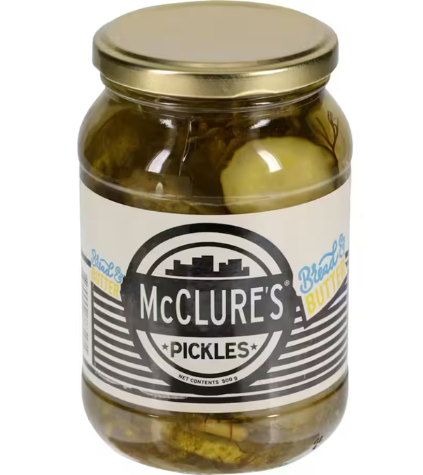 MCCLURES BREAD & BUTTER PICKLES 500G
