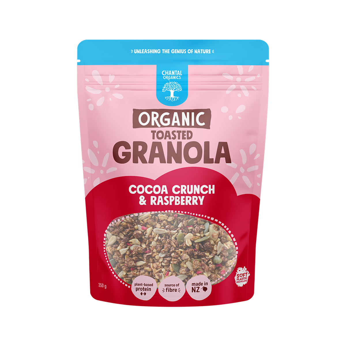 CHANTAL ORGANIC TOASTED COCOA CRUNCH & RASPBERRY GRANOLA 350G