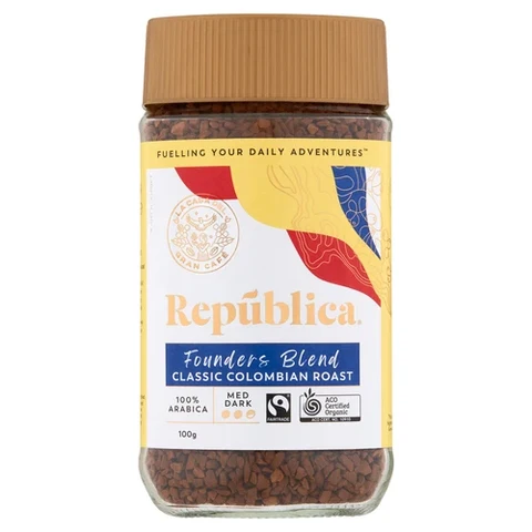 REPUBLICA ORGANIC CLASSIC COLOMBIAN ROAST INSTANT COFFEE 100G