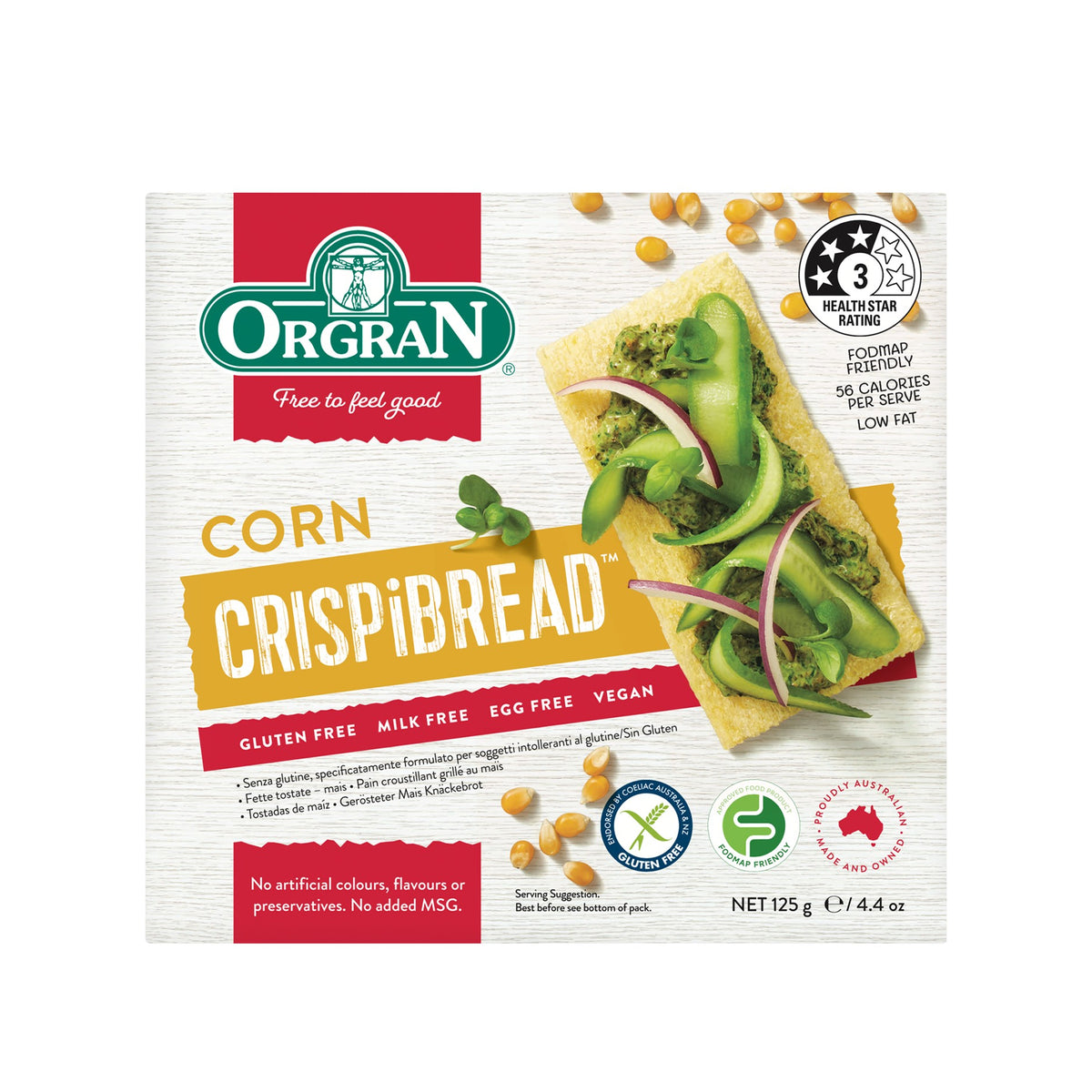 ORGRAN TOASTED CORN CRISPBREAD 125G