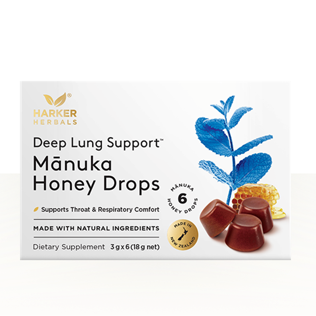 HARKER HERBALS DEEP LUNG SUPPORT MANUKA HONEY DROPS 3G X 6