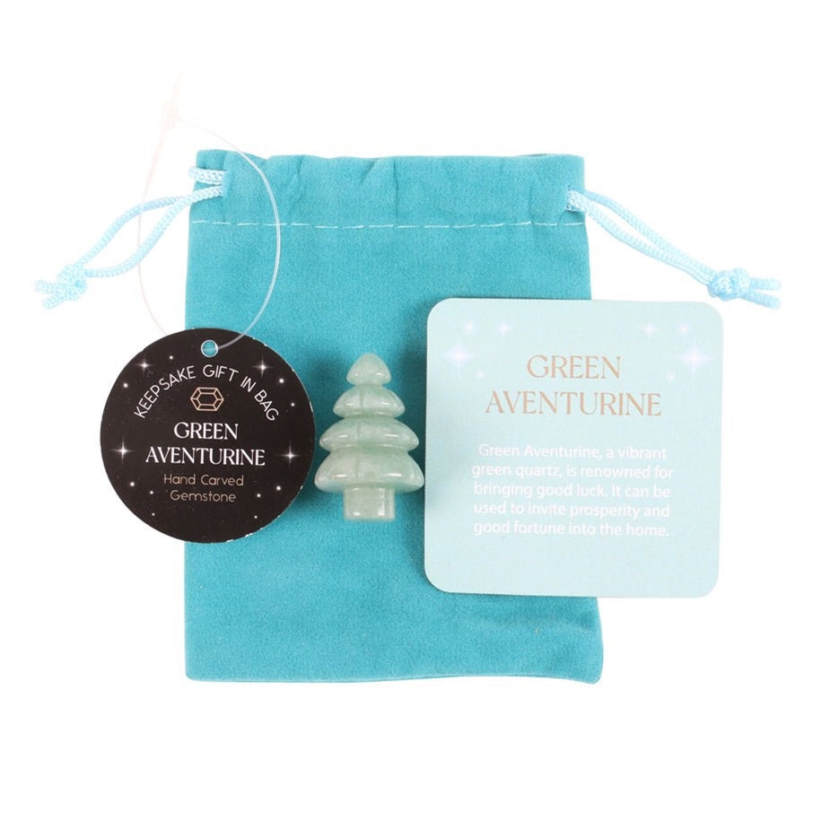 GREEN AVENTURINE CHRISTMAS TREE IN GIFT BAG