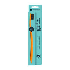 GRIN NATURAL 100% RECYCLED TOOTHBRUSH SINGLE ORANGE MEDIUM