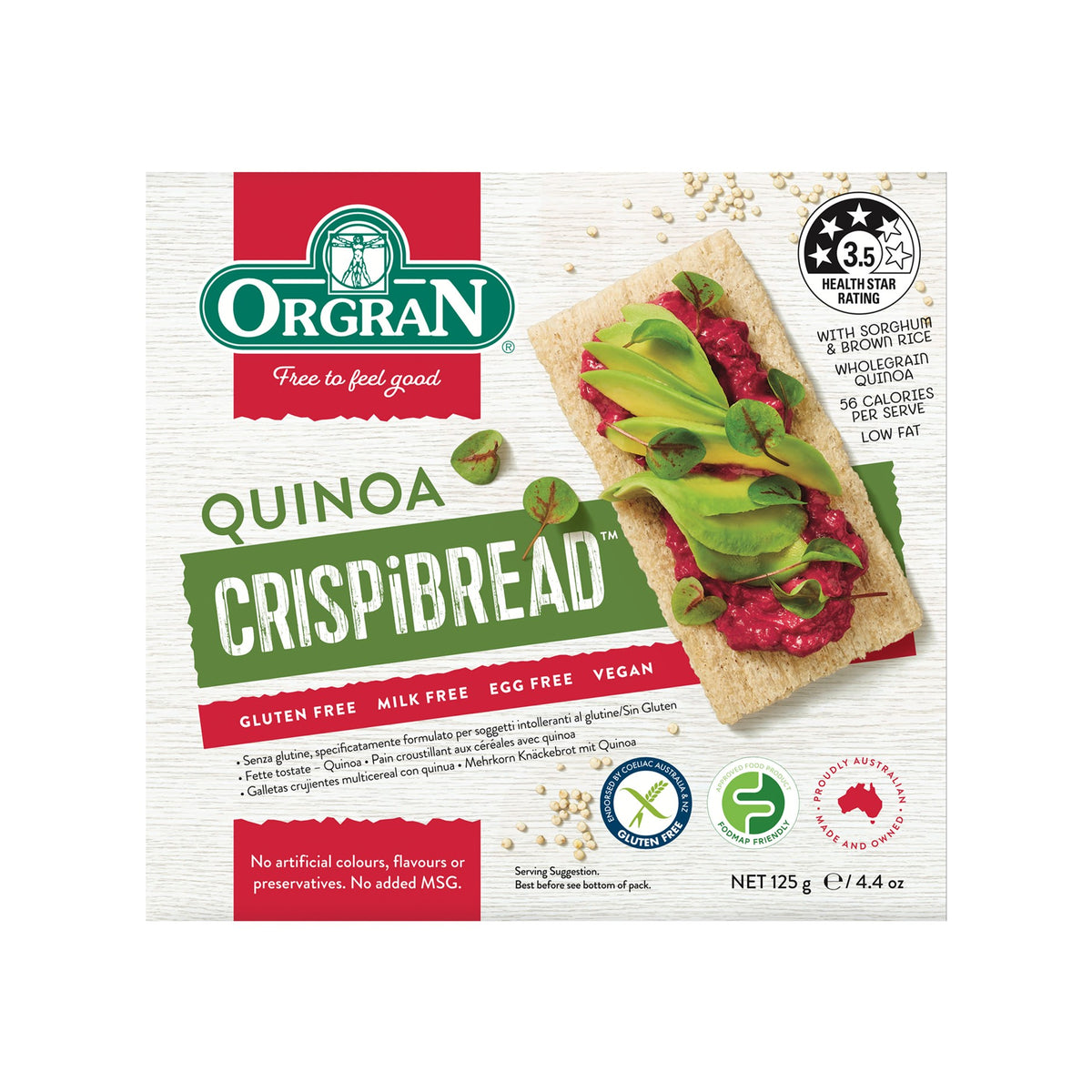 ORGRAN TOASTED QUINOA CRISPBREAD 125G