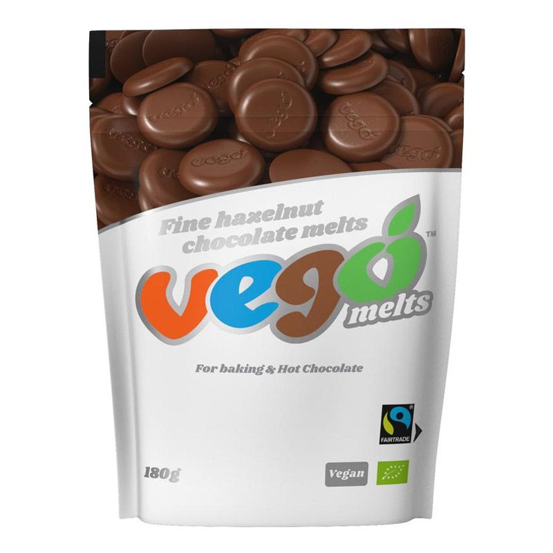 VEGO HAZELNUT CHOCOLATE BUTTONS/MELTS 180G