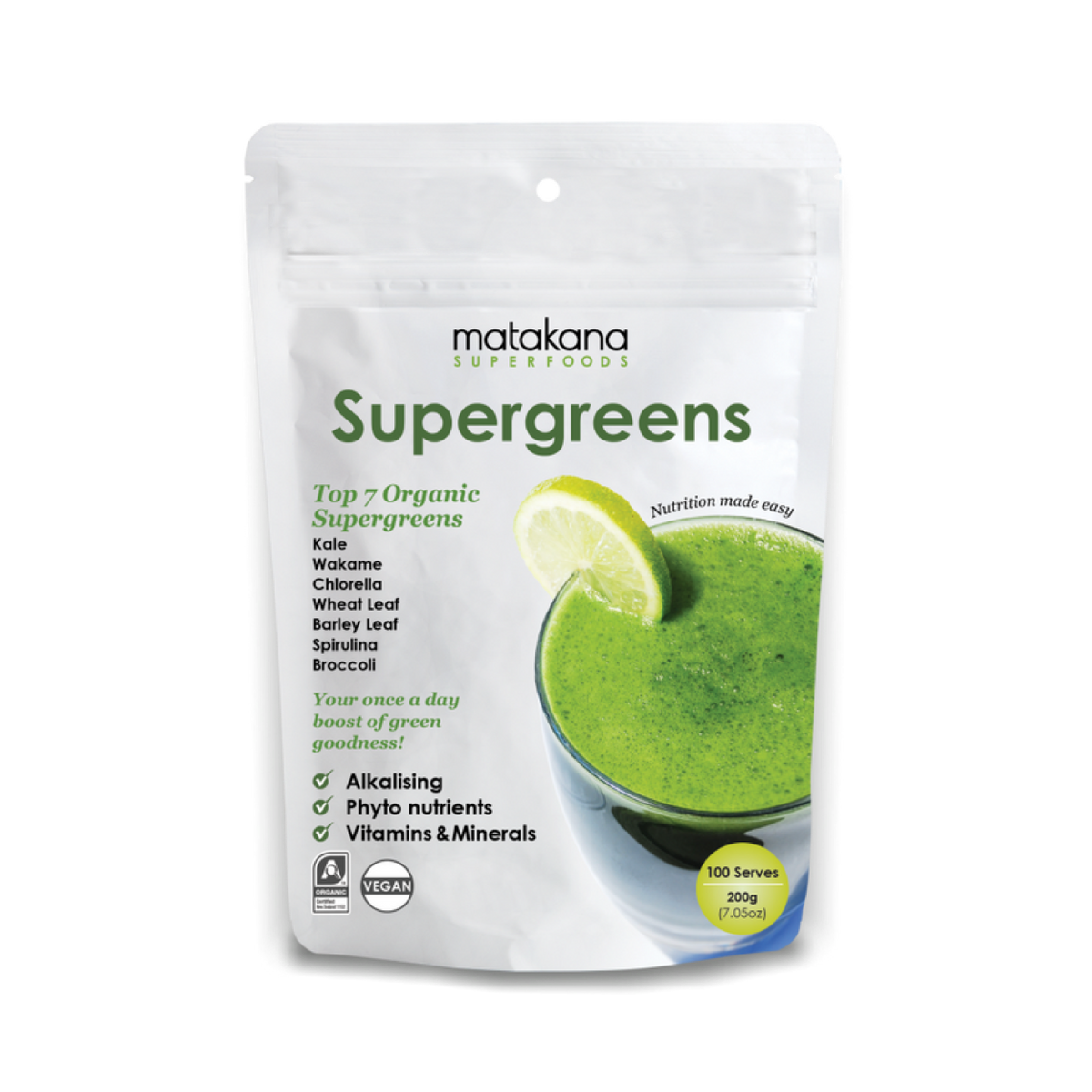 MATAKANA SUPERFOODS SUPERGREENS BLEND 200G