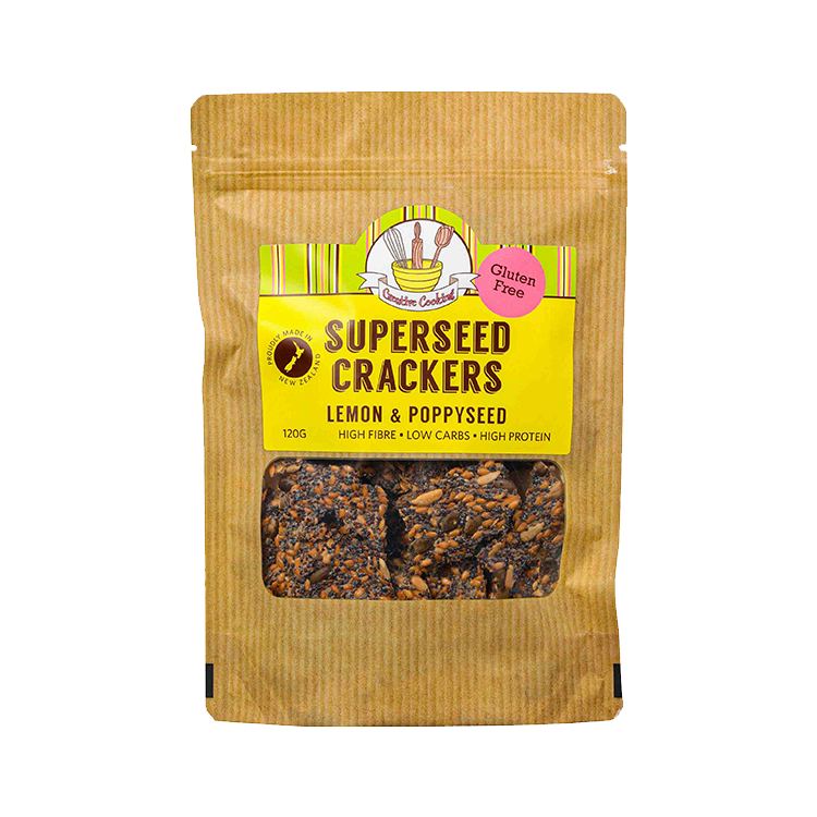 CREATIVE COOKING LEMON POPPY SEED SUPER SEEDED CRACKERS 120G