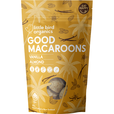 LITTLE BIRD MACAROONS VANILLA ALMOND 125GM