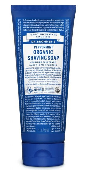 DR BRONNERS PEPPERMINT SHAVE SOAP 207ML