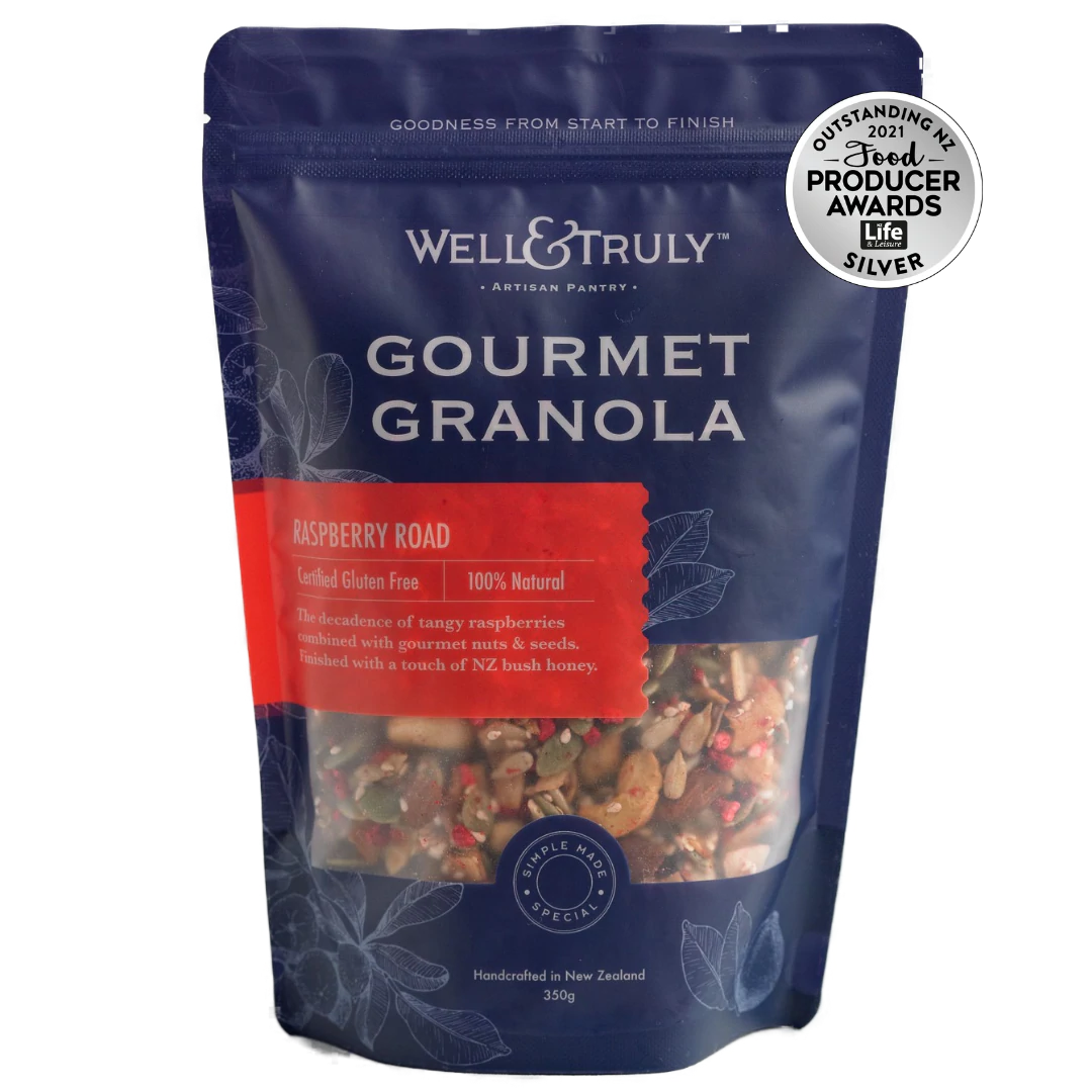 WELL & TRULY RASPBERRY ROAD GRANOLA 350G