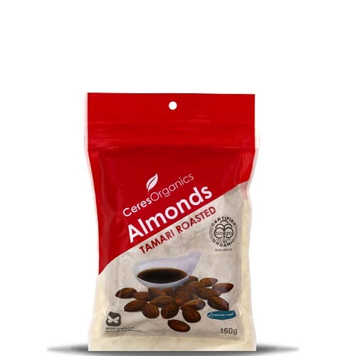 CERES ORGANICS ROASTED TAMARI ALMONDS 150G