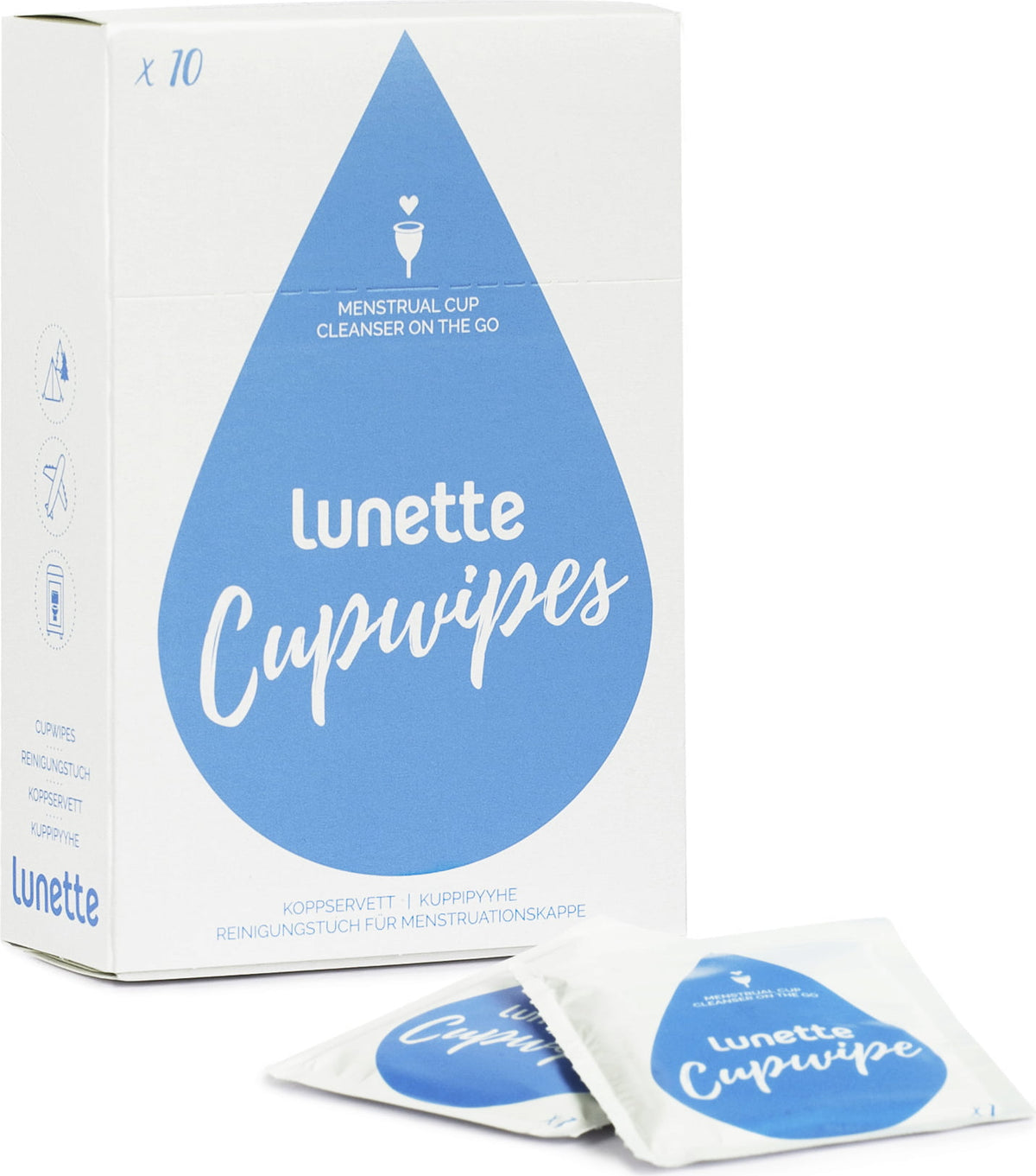 LUNETTE SANITISING CUP WIPES 10 PACK