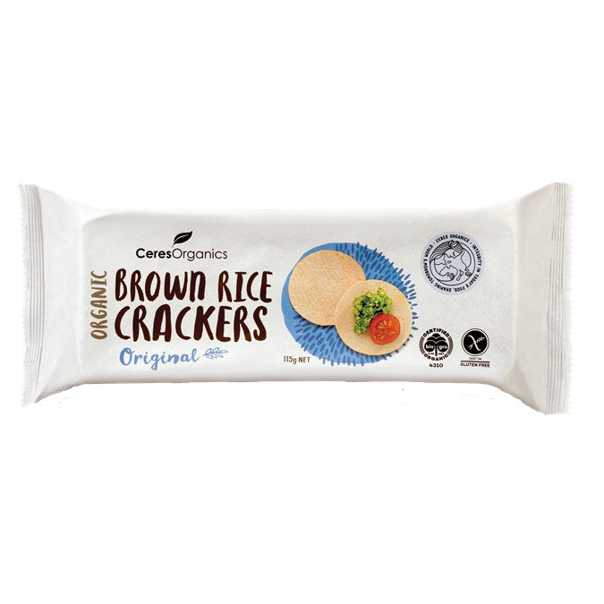 CERES ORGANICS BROWN RICE CRACKERS BBQ 115G