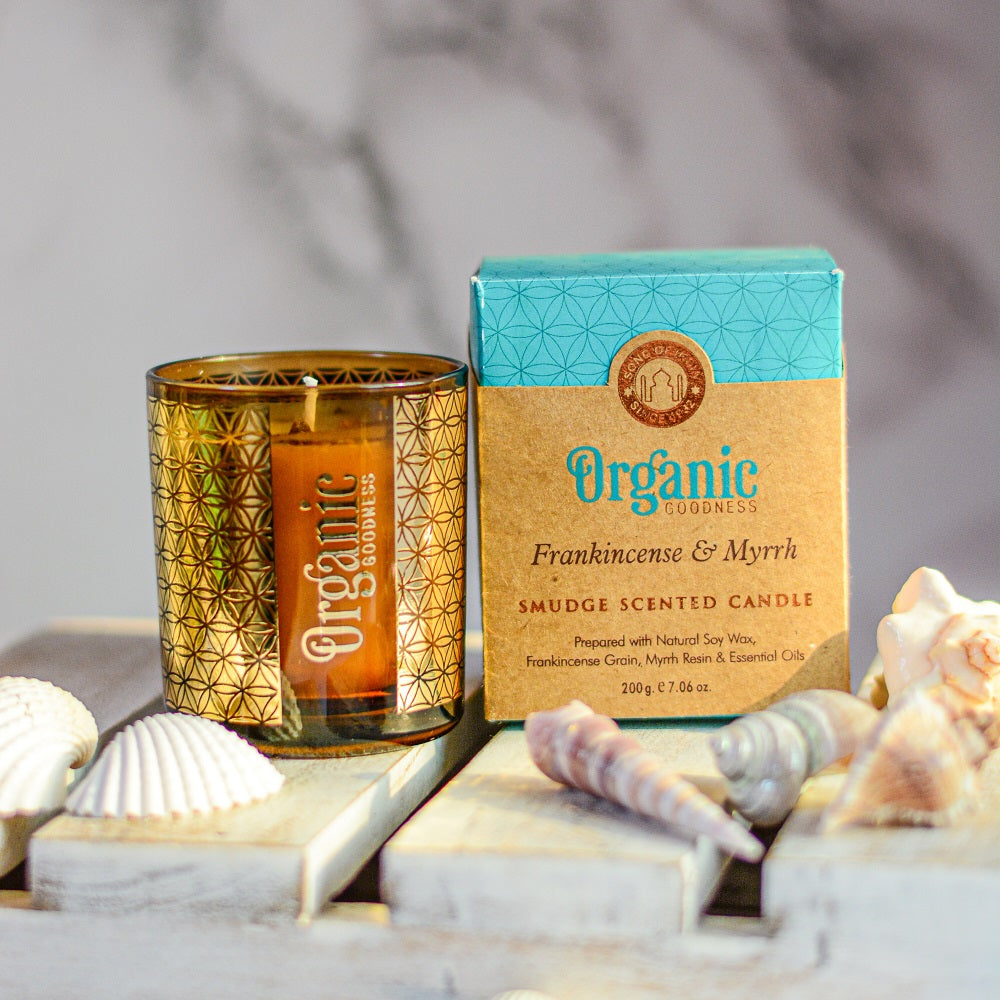 ORGANIC GOODNESS BOXED CANDLE FRANINCENSE & MYRRH