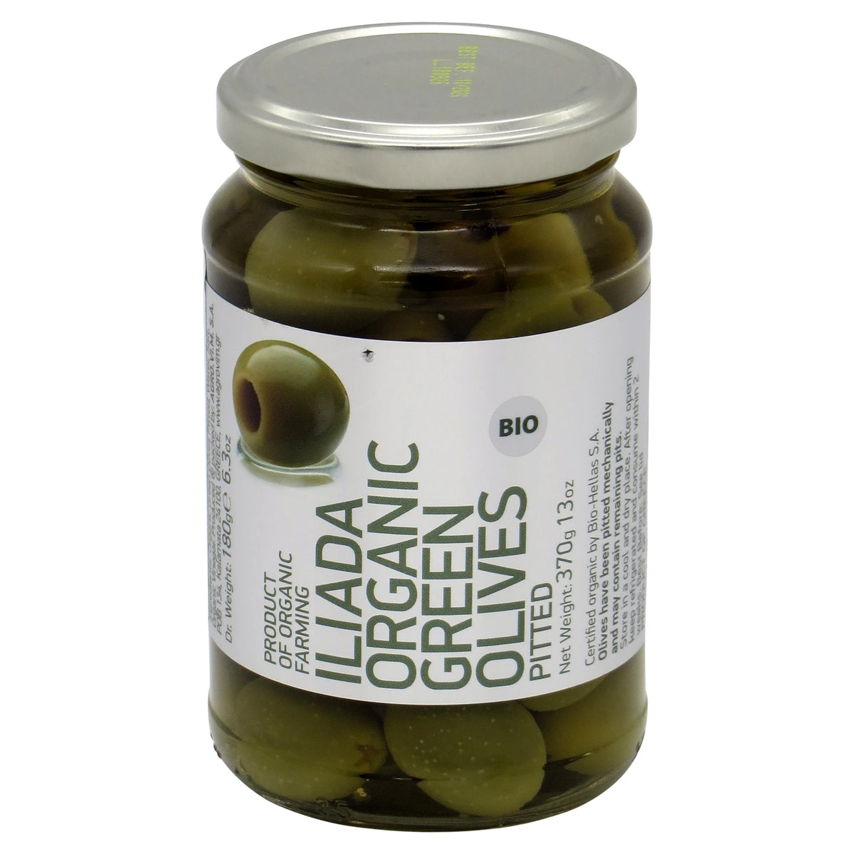ILIADA ORGANIC GREEN OLIVES 370G