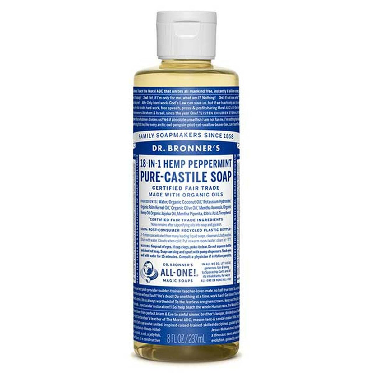 DR BRONNERS CASTILE PEPPERMNT LIQUID SOAP 237ML