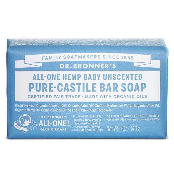 DR BRONNERS CASTILE BABY MILD SOAP BAR 140G