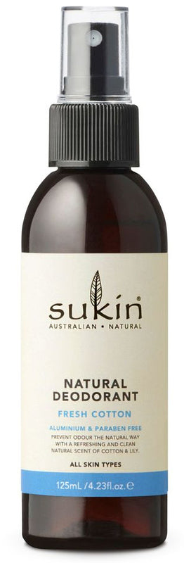 SUKIN NATURAL DEODORANT FRESH COTTON SPRAY 125ML
