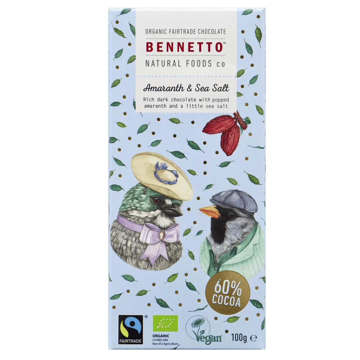 BENNETTO AMARANTH SEA SALT 60% CHOCOLATE BAR 100G