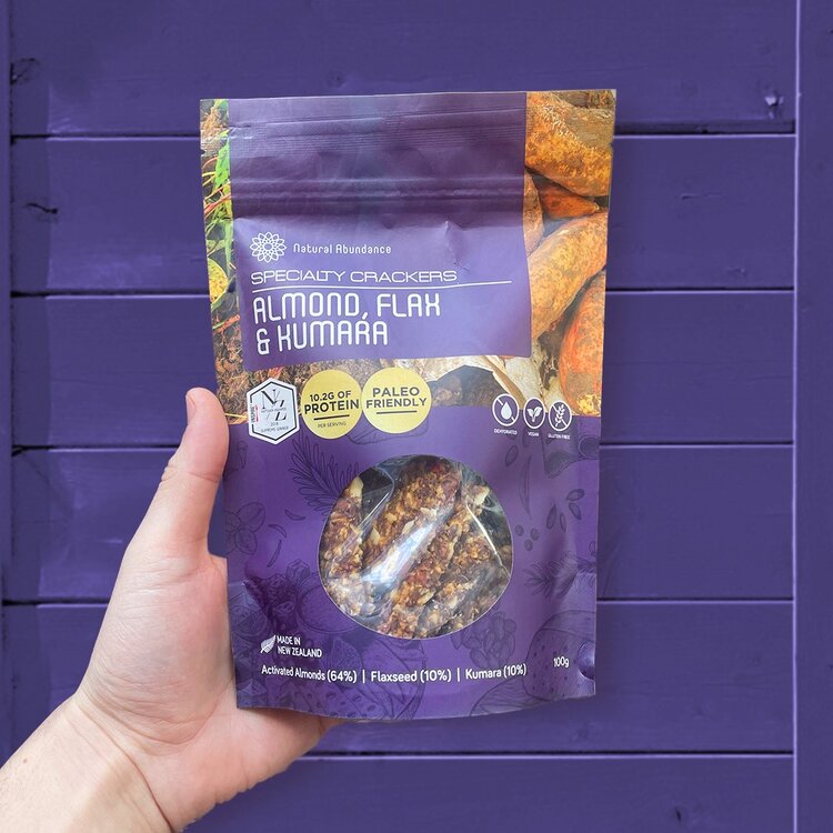 NATURAL ABUNDANCE CRACKERS ALMOND KUMARA 100G