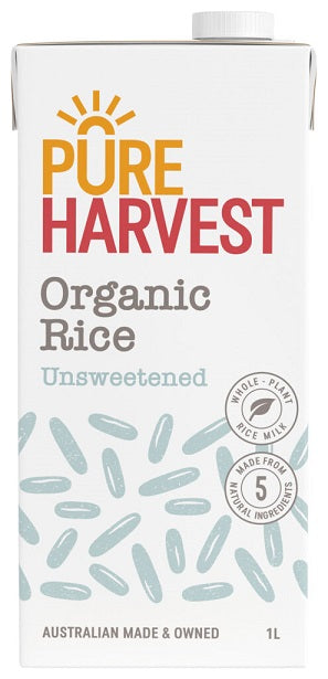 PURE HARVEST ORGANIC RICE MILK UNSWEETENED 1L