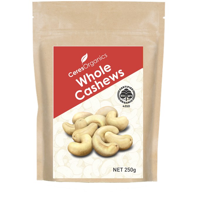 CERES BIO WHOLE CASHEWS 250G