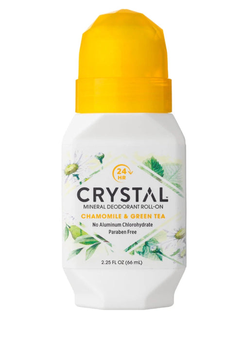 CRYSTAL ESSENCE ROLL ON DEODORANT CHAMOMILE & GREEN TEA 66ML