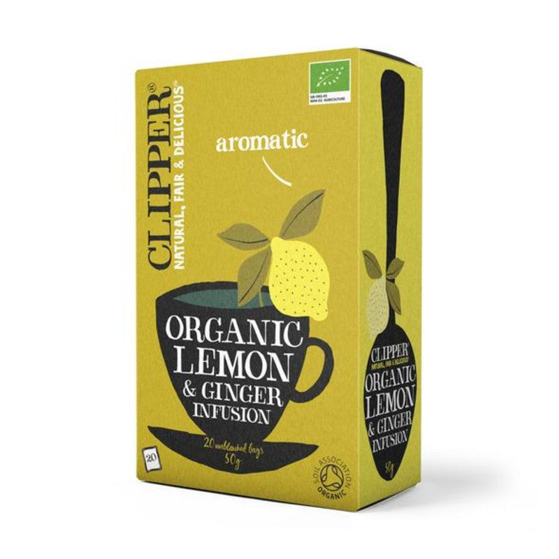 CLIPPER ORGANIC LEMON & GINGER TEA 20 BAGS