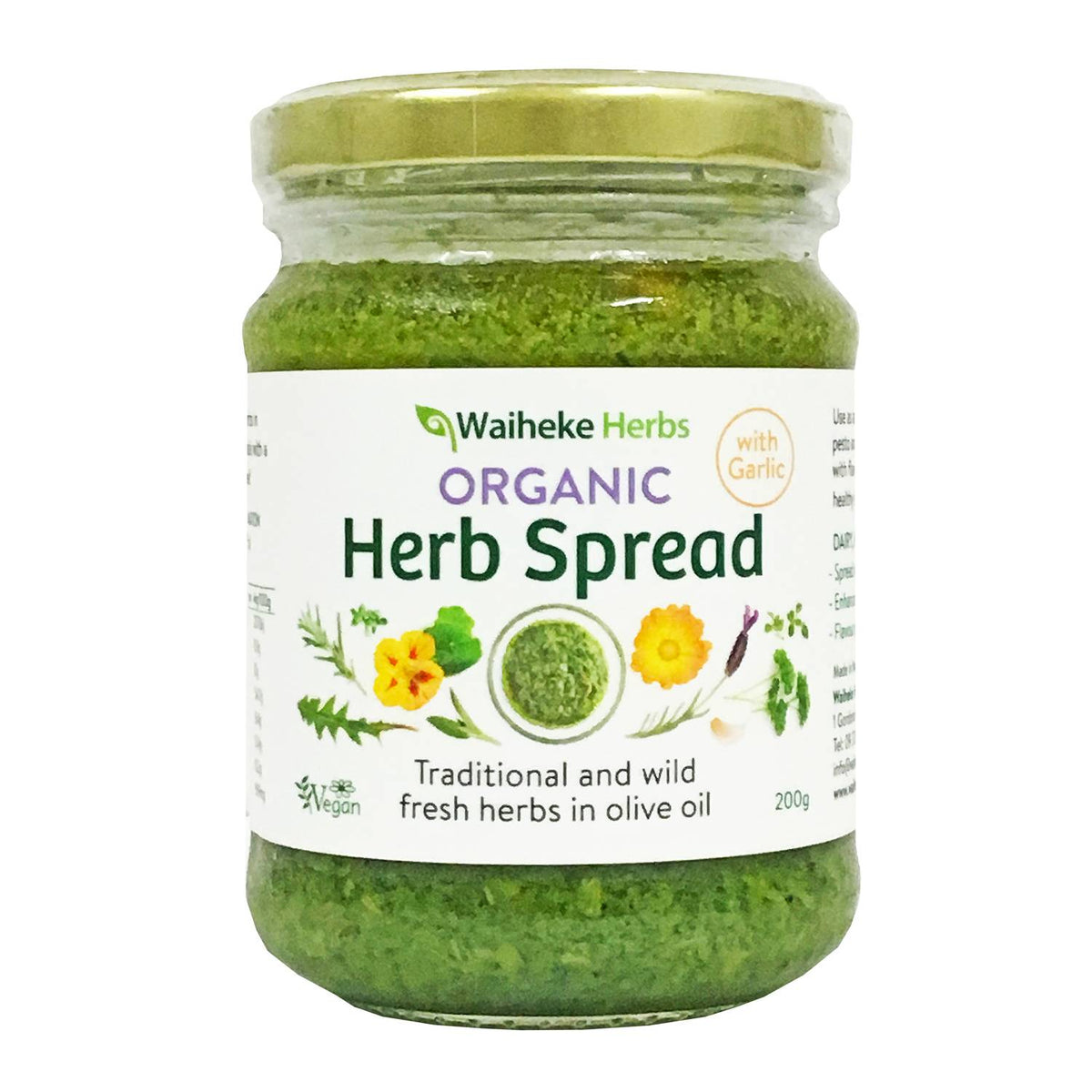 WAIHEKE HERB SPREAD GARLIC FREE 200G