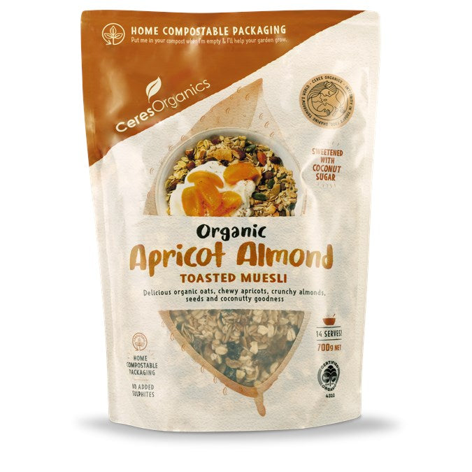 CERES ORGANIC MUESLI APRICOT AND ALMOND 700G