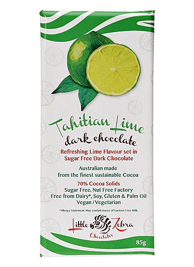 LITTLE ZEBRA TAHITIAN LIME KETO CHOCOLATE BAR 85G