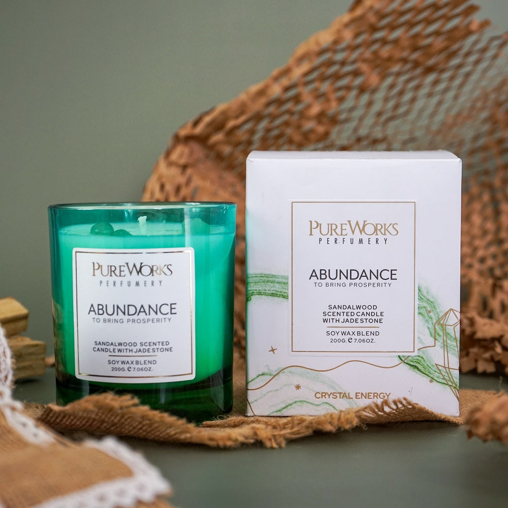 PUREWORKS ABUNDANCE CANDLE WITH CRYSTALS