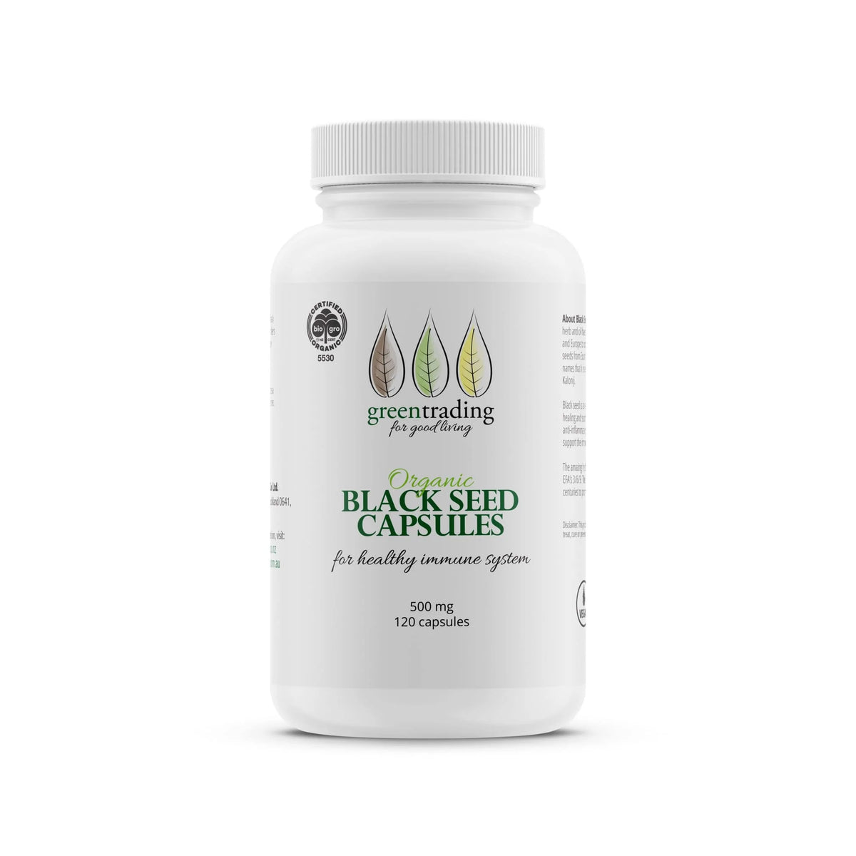 GREEN TRADING ORGANIC BLACK SEED 500MG 120 CAPSULES